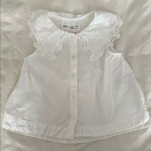 Zara Kids White Lace Collar Blouse